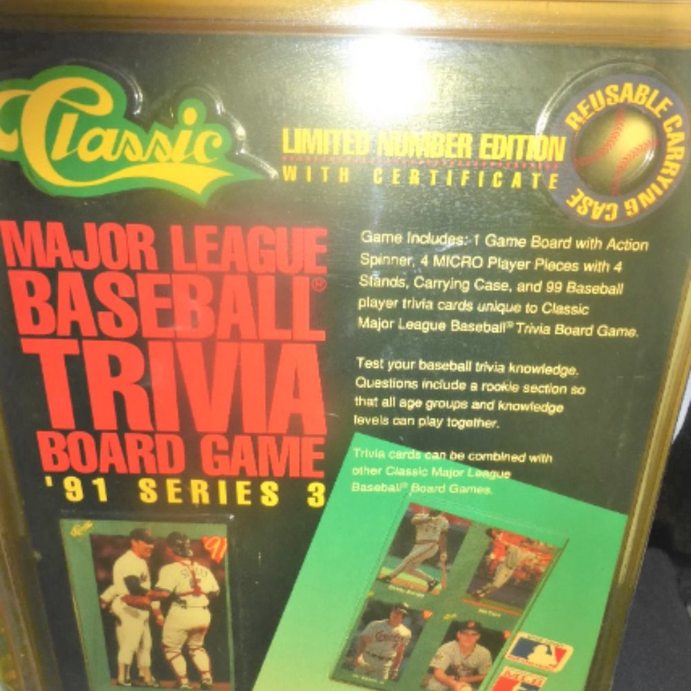 1991 Classic Major League BASEBALL Trivia Board GAME Series 3